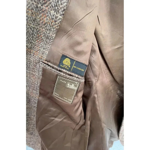 Moda Tallia Mens Long Sleeve Two Buttons Pure Wool Plaid Blazer Jacket Sz L/XL - Picture 10 of 14